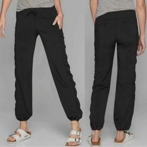Athleta La Viva Black Lined Drawstring Joggers 8 Petite